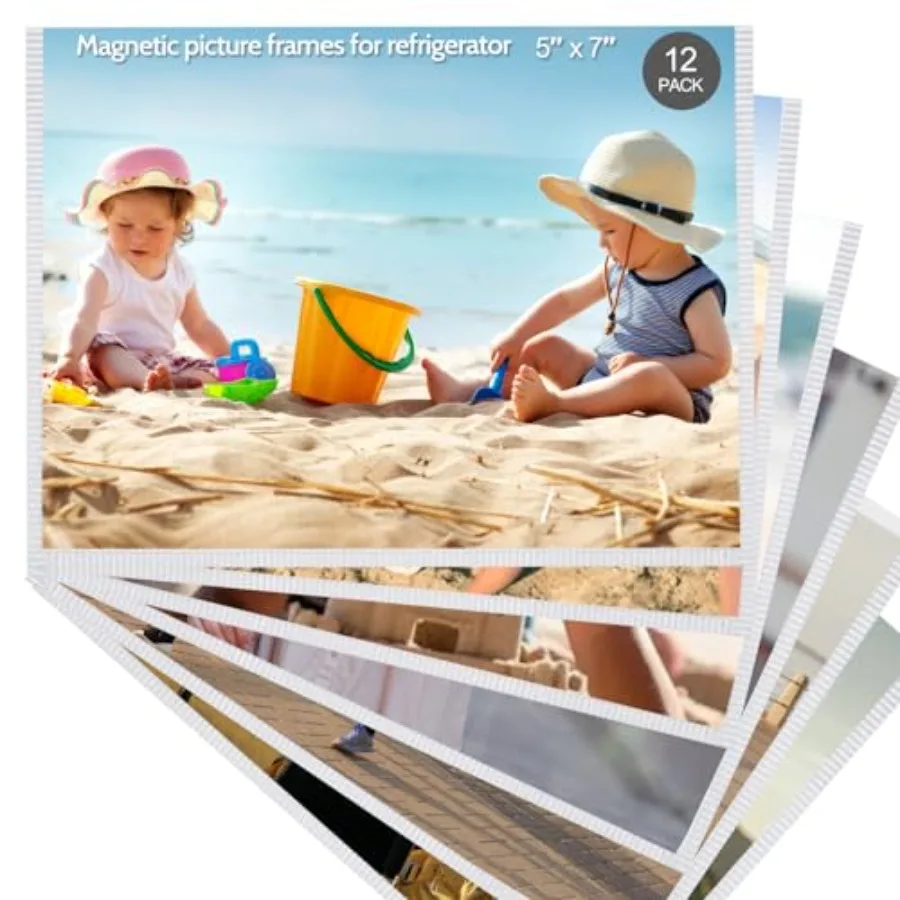 Picture Frame, 12 Pack 5x7 Magnetic, White Border, Reusable, Waterproof, Perfect Display Frame
Picture Frame, 12 Pack 5x7 Magnetic, White Border, Reusable, Waterproof, Perfect Display Frame