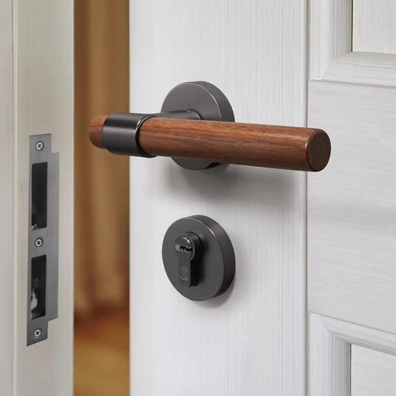 Lock black walnut interior bedroom door handle handle high-end Nordic retro magnetic magnet mute room door lock
Lock black walnut interior bedroom door handle handle high-end Nordic retro magnetic magnet mute room door lock