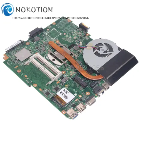 for ASUS A43E P43E K43E K43S K43 K43SD laptop motherboard mainboard with free heatsink CPU HM65 DDR3