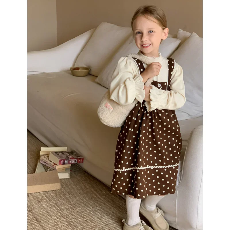 Winter New Baby Girls Dress Sets Girl Beige Long Sleeve Blouse and Suspenders Cotton-padded Dress Two Piece Outfits Kids Clothes
Winter New Baby Girls Dress Sets Girl Beige Long Sleeve Blouse and Suspenders Cotton-padded Dress Two Piece Outfits Kids Clothes