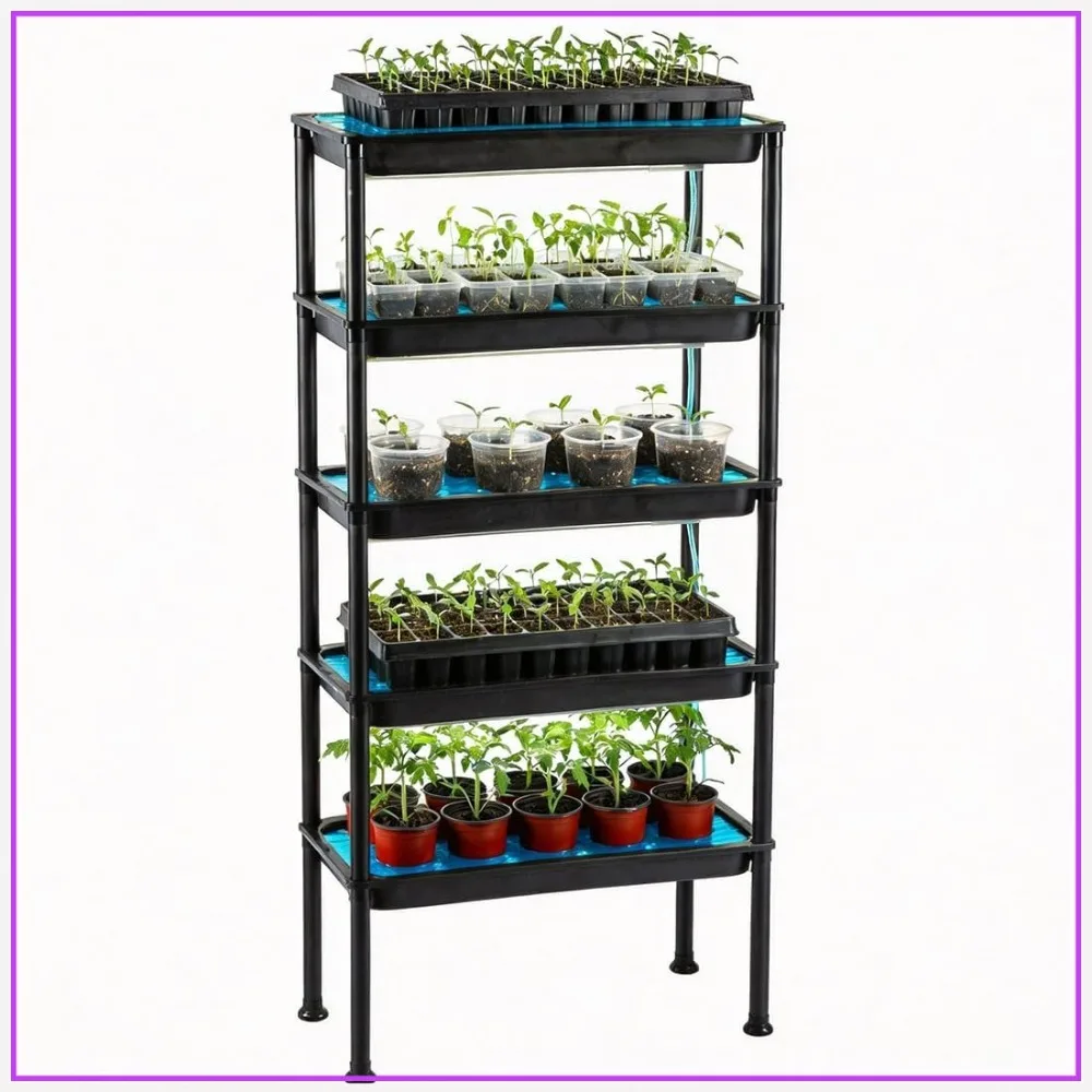 5-Tier Hydroponics Growing System, Plant Stand with Ebb and Flow Seedbeds, Siphoning Circulation Watering for Indoor/Greenhouse
5-Tier Hydroponics Growing System, Plant Stand with Ebb and Flow Seedbeds, Siphoning Circulation Watering for Indoor/Greenhouse