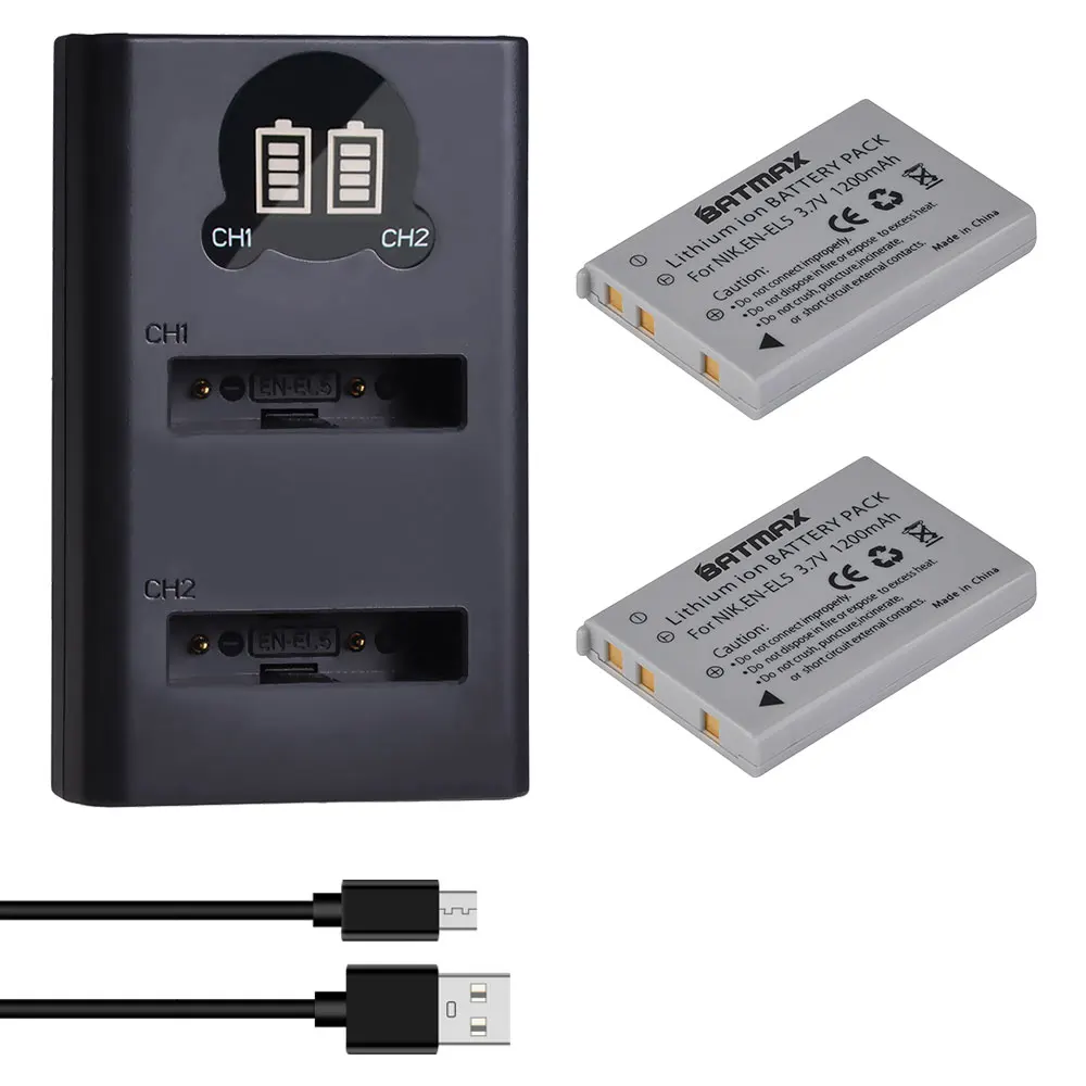 Batmax EN-EL5 EN EL5 EL5 Li-ion Rechargeable Battery +Dual USB Charger for Nikon Camera Coolpix P80 P90 P100 P500 P510 P520
Batmax EN-EL5 EN EL5 EL5 Li-ion Rechargeable Battery +Dual USB Charger for Nikon Camera Coolpix P80 P90 P100 P500 P510 P520