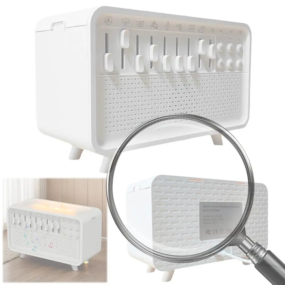 Звуковая машина с белым шумом, диффузор воздуха с пламенем, увлажнитель с 8 звуками природы, ночник, динамик BT, аромадиффузор для спальни
Звуковая машина с белым шумом, диффузор воздуха с пламенем, увлажнитель с 8 звуками природы, ночник, динамик BT, аромадиффузор для спальни