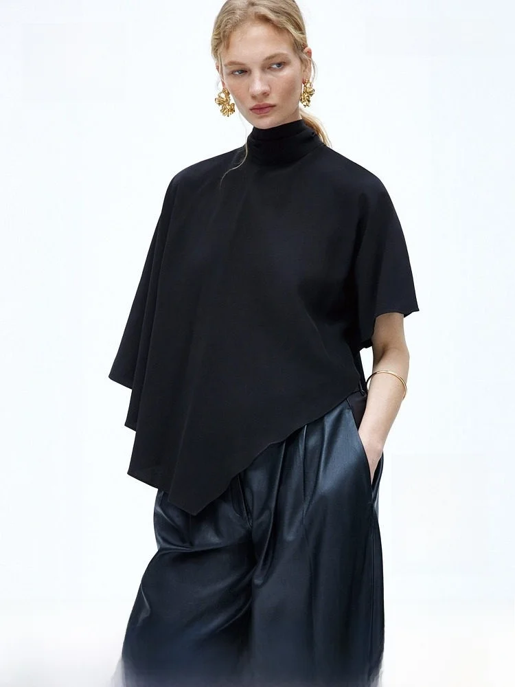 H&M Asymmetric Women's Shirt Summer New Style Loose Fit Short Sleeve Stand Collar Viscose Fiber Simple Style Fashion Top
H&M Asymmetric Women's Shirt Summer New Style Loose Fit Short Sleeve Stand Collar Viscose Fiber Simple Style Fashion Top