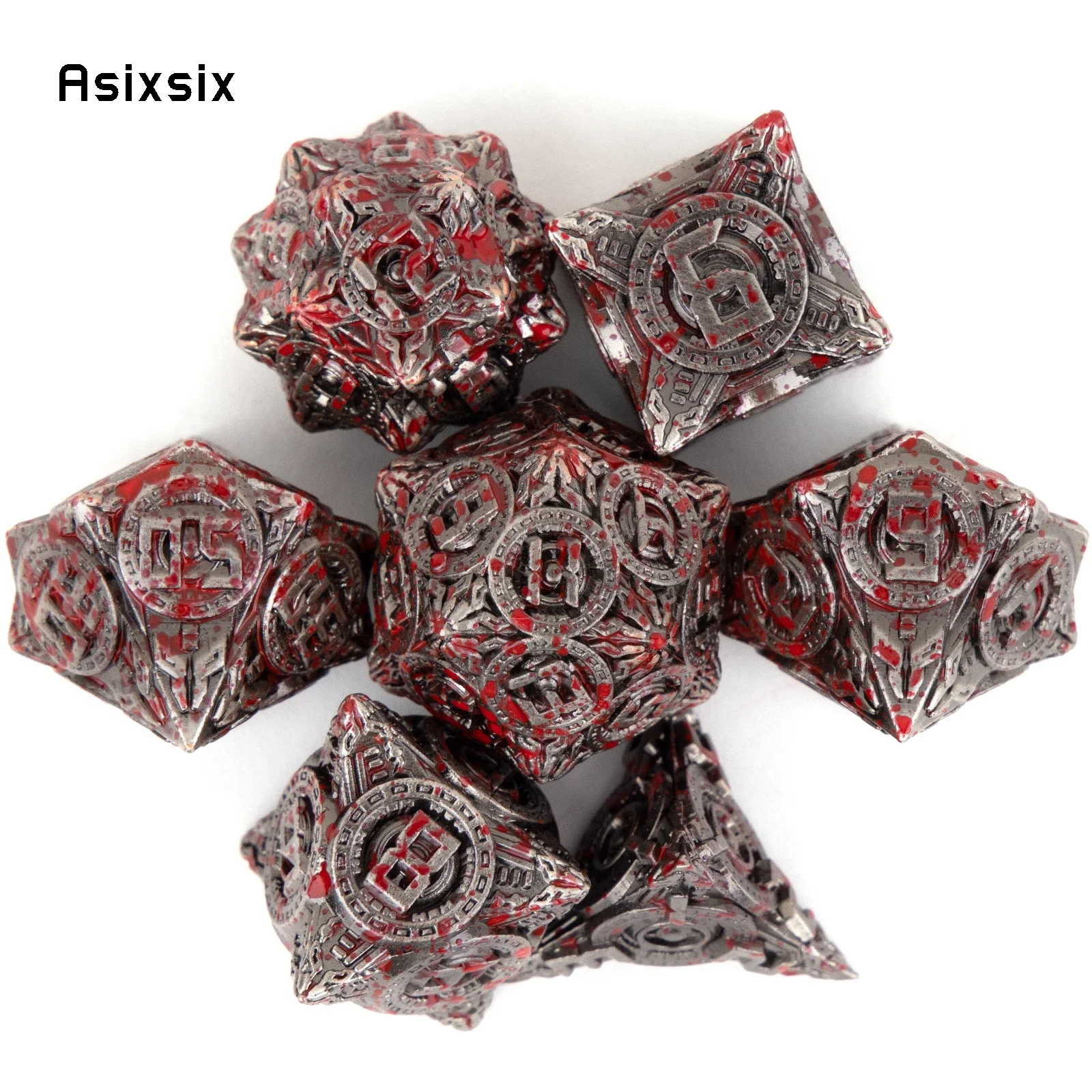 7 Pcs Silver Red Circle Wheel Metal Dice Solid Metal Polyhedral Dice Set Suitable for Role-Playing RPG Board Game Card Game
7 Pcs Silver Red Circle Wheel Metal Dice Solid Metal Polyhedral Dice Set Suitable for Role-Playing RPG Board Game Card Game