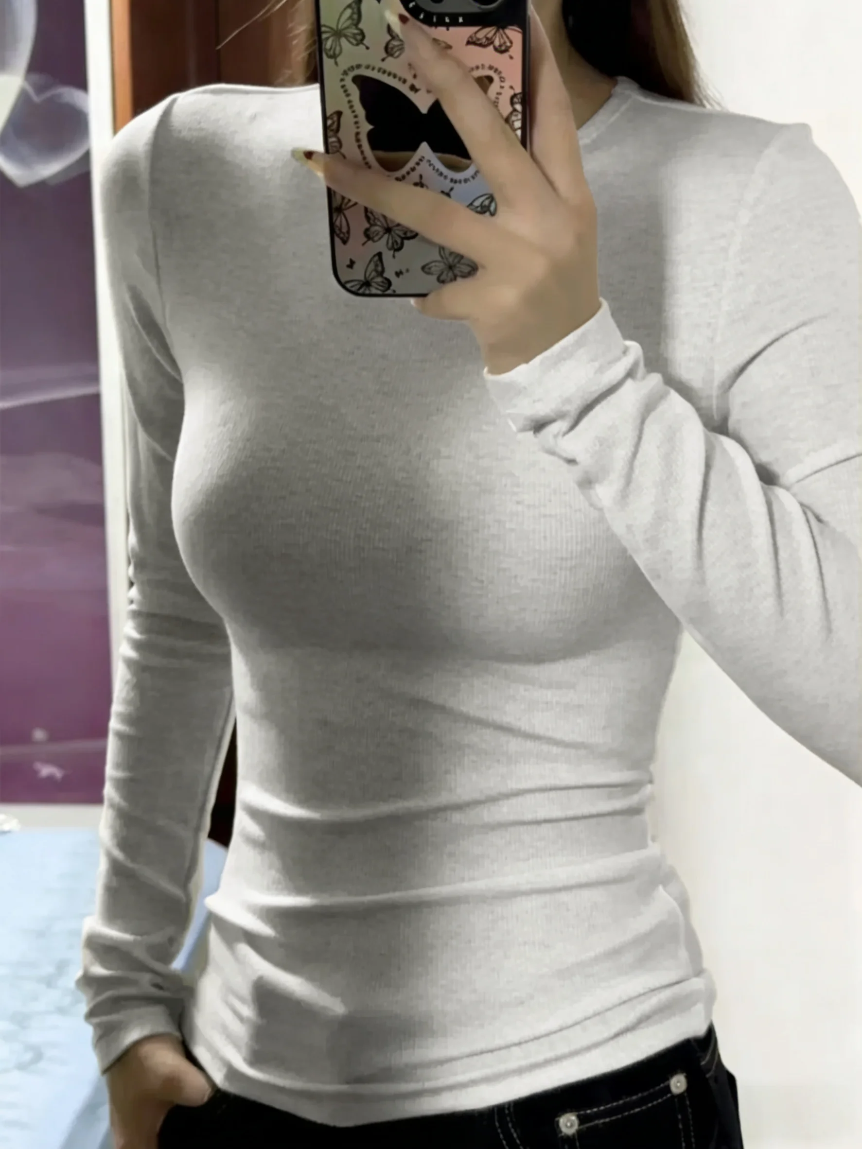 Women's round Neck Long Sleeve T-Shirt 95 Cotton Base Shirt plus Size Slim Fit Inner Wear Color Shoulder Appropriate Top
Women's round Neck Long Sleeve T-Shirt 95 Cotton Base Shirt plus Size Slim Fit Inner Wear Color Shoulder Appropriate Top