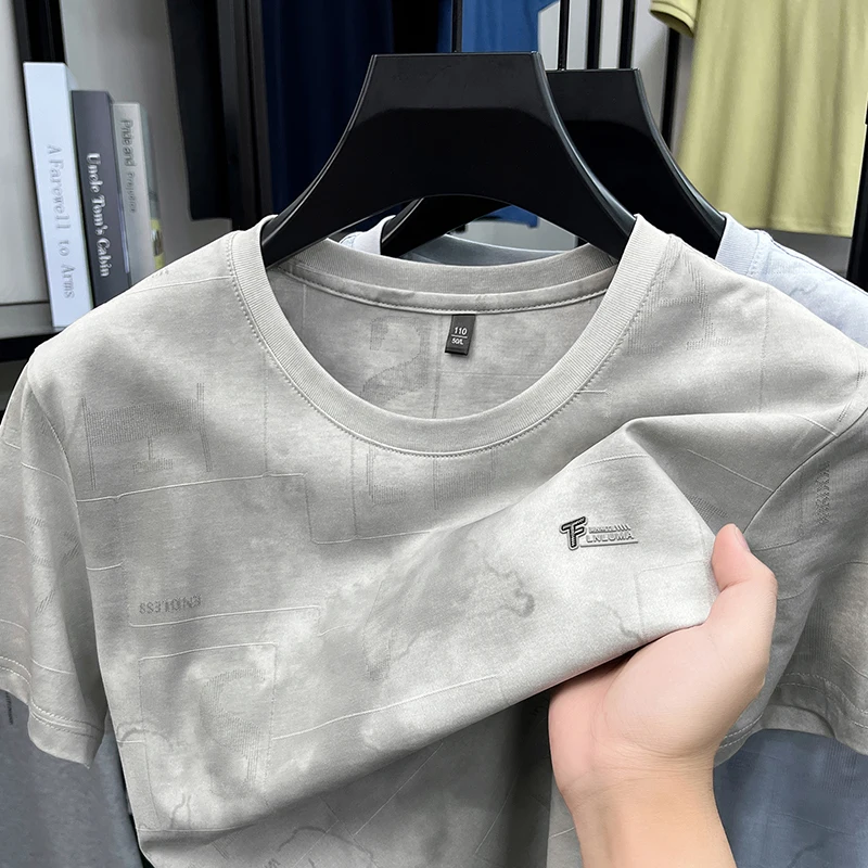 Men's Summer New Luxury Brand Cotton Short Sleeved T-shirt Trendy Exquisite Dyeing Printed Round Neck Top Leisure Men's Clothing
Men's Summer New Luxury Brand Cotton Short Sleeved T-shirt Trendy Exquisite Dyeing Printed Round Neck Top Leisure Men's Clothing