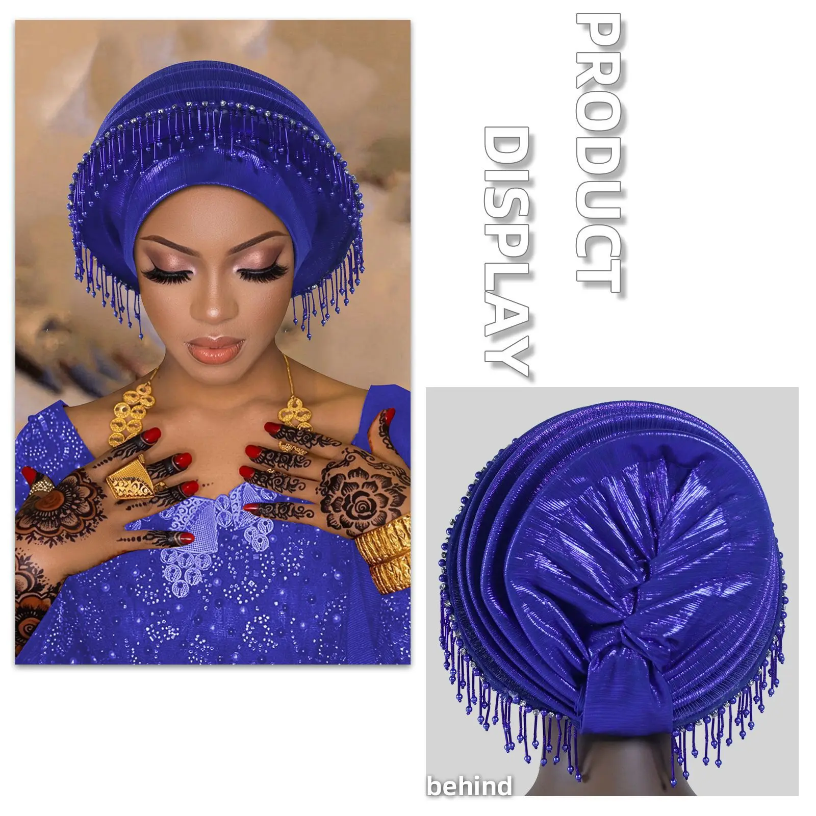 Luxury Tassel Beads Turban Cap for Women African Headtie Nigerian Wedding Geles Muslim Hijab Bonnet Headscarf Headgear Head Wrap
Luxury Tassel Beads Turban Cap for Women African Headtie Nigerian Wedding Geles Muslim Hijab Bonnet Headscarf Headgear Head Wrap