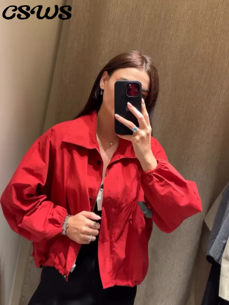 Casual Stand Collar Jackets Women Solid Single Breasted Long Sleeve Loose Coats Female 2025 Autumn Zipper Outwear Lady New
Casual Stand Collar Jackets Women Solid Single Breasted Long Sleeve Loose Coats Female 2025 Autumn Zipper Outwear Lady New