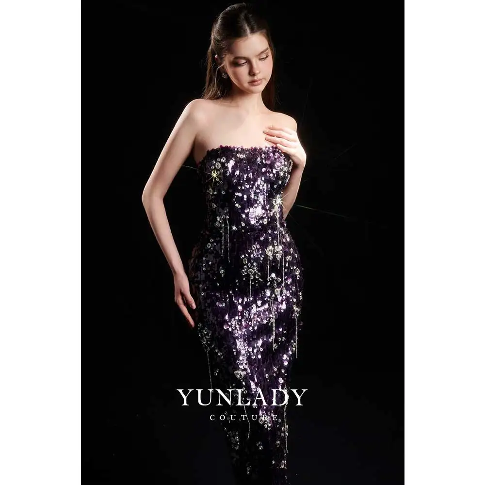YUNLAN Customized Purple Strapless Red Carpet Runway Haute Couture Evening Gown, Sparkling Beaded Birthday Party Midi Dress
YUNLAN Customized Purple Strapless Red Carpet Runway Haute Couture Evening Gown, Sparkling Beaded Birthday Party Midi Dress
