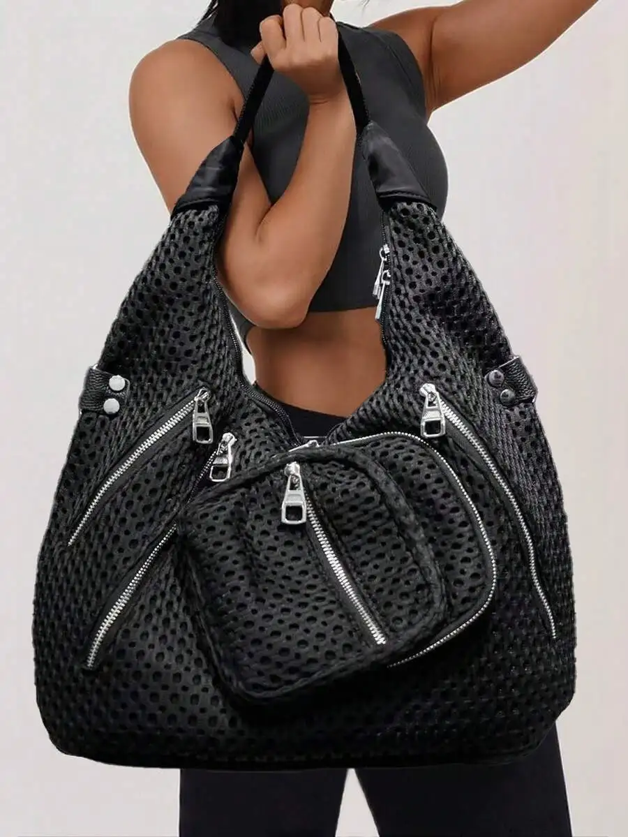 Y2K Women's Personalized Street Style Multi-Pocket Shoulder Bag, Large Capacity Zipper Handbag, Detachable Strap Crossbody Bag, Solid Color With Silver Hardware, Suitable For Daily Use And Commuting.Also A Great Holiday Gift.
Y2K Women's Personalized Street Style Multi-Pocket Shoulder Bag, Large Capacity Zipper Handbag, Detachable Strap Crossbody Bag, Solid Color With Silver Hardware, Suitable For Daily Use And Commuting.Also A Great Holiday Gift.