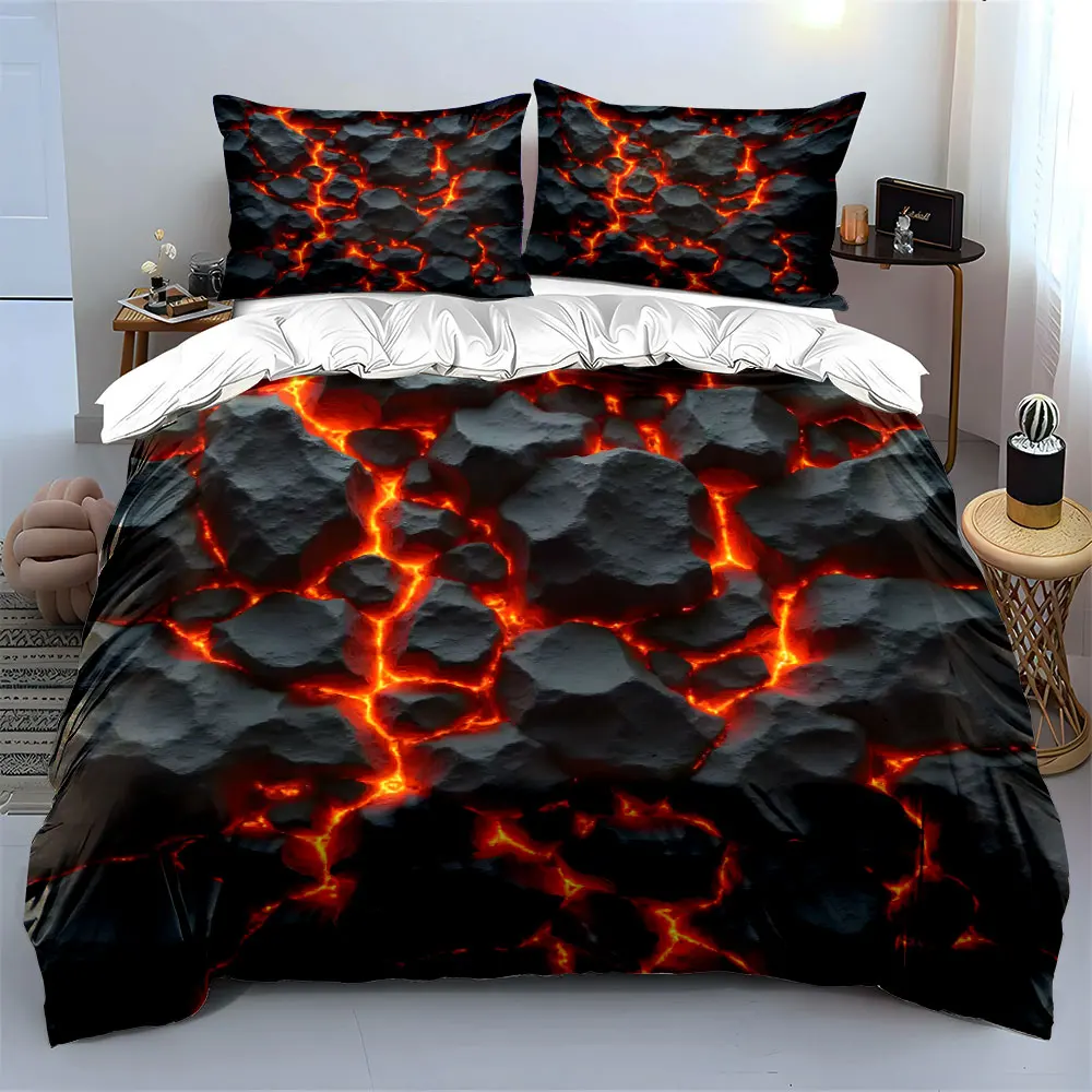 3Pcs Lava Rock Bedding Set, Volcanic Magma Crack Print Duvet Cover + 2 Pillowcases, Hot Red Fire Rock Pattern for Cool Bedroom
3Pcs Lava Rock Bedding Set, Volcanic Magma Crack Print Duvet Cover + 2 Pillowcases, Hot Red Fire Rock Pattern for Cool Bedroom