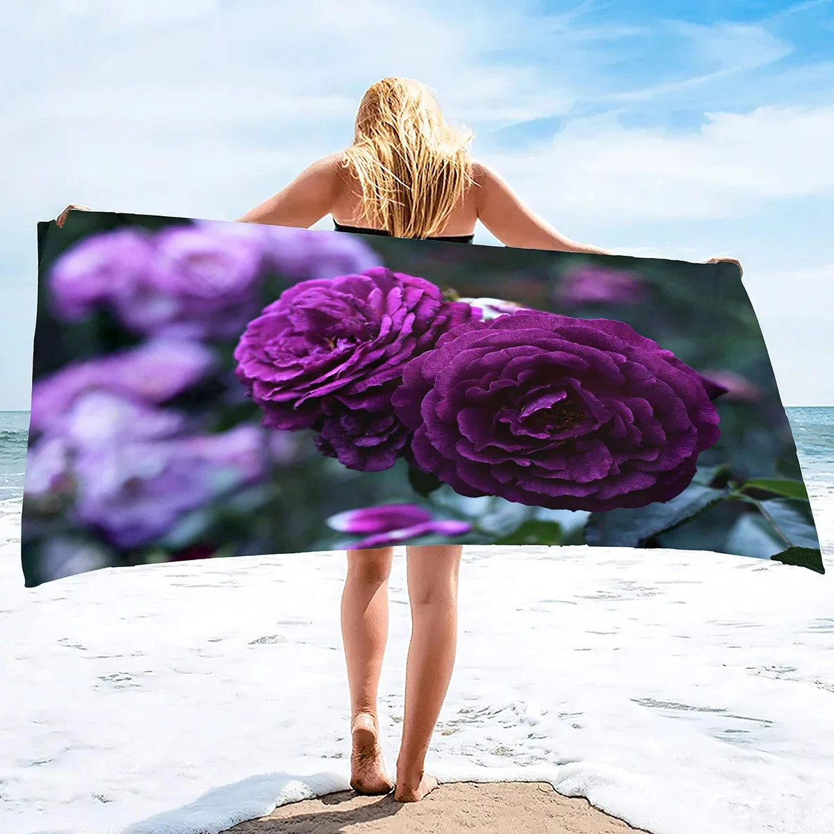 Beach towel large size purple rose pattern sunscreen and windproof suitable for swimming pool camping travel blanket
Beach towel large size purple rose pattern sunscreen and windproof suitable for swimming pool camping travel blanket