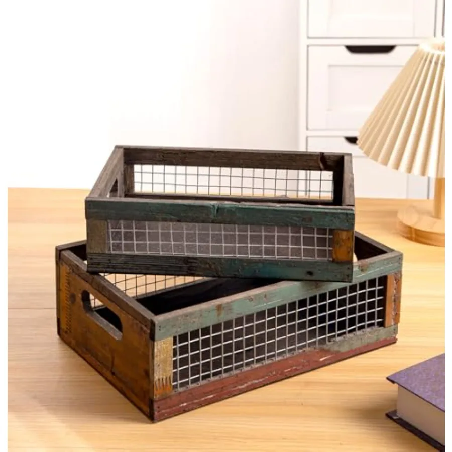 Curated Picks Set of 2 Rustic Wooden Countertop Baskets, Farmhouse Distressed Nesting Boxes, Small Decorative Wooden Storage Cr
Curated Picks Set of 2 Rustic Wooden Countertop Baskets, Farmhouse Distressed Nesting Boxes, Small Decorative Wooden Storage Cr