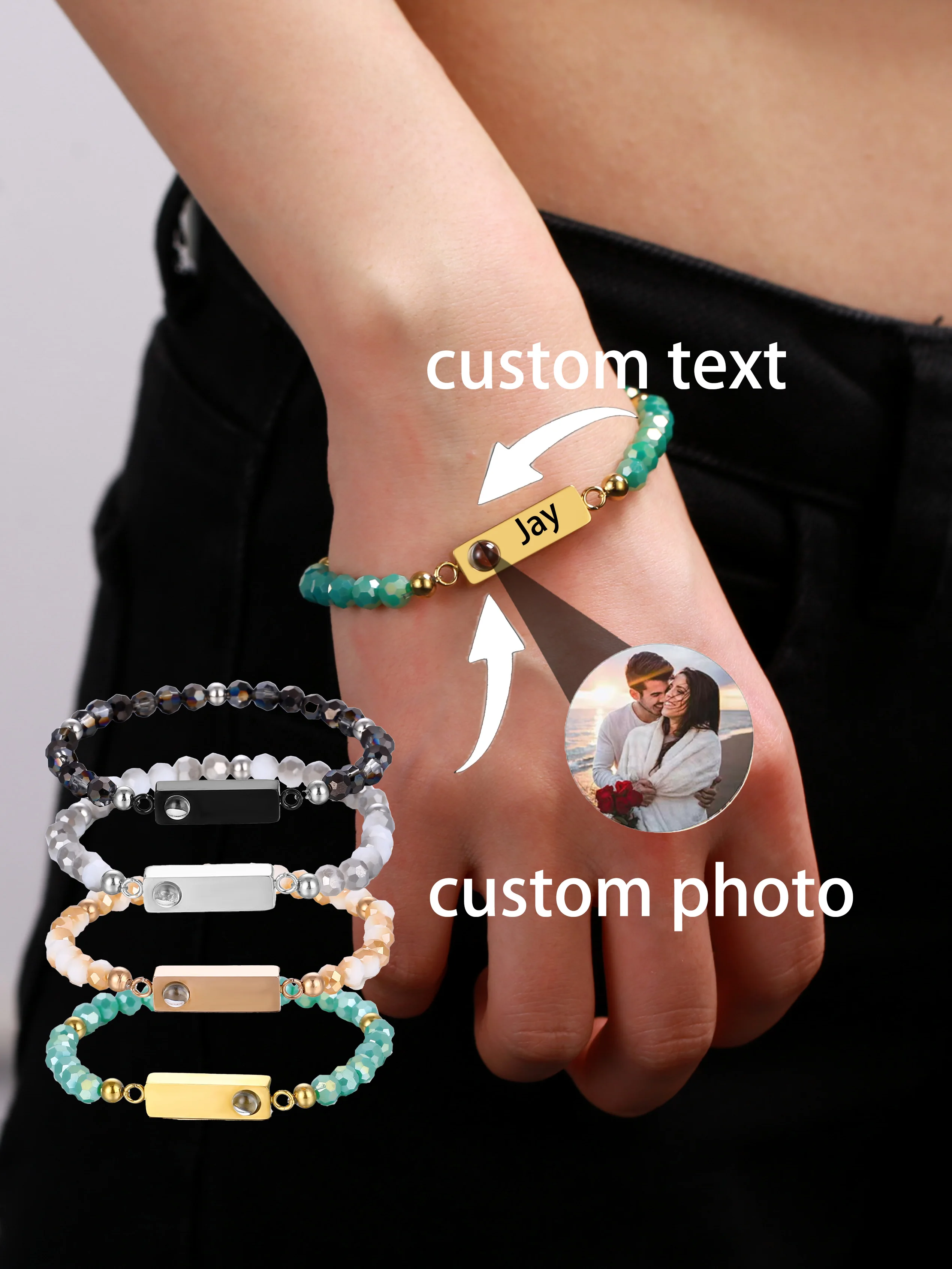 Personalized Photo Projection Name Bracelet Customized Image Ladies Jewelry Gift with Engraved Text
Personalized Photo Projection Name Bracelet Customized Image Ladies Jewelry Gift with Engraved Text