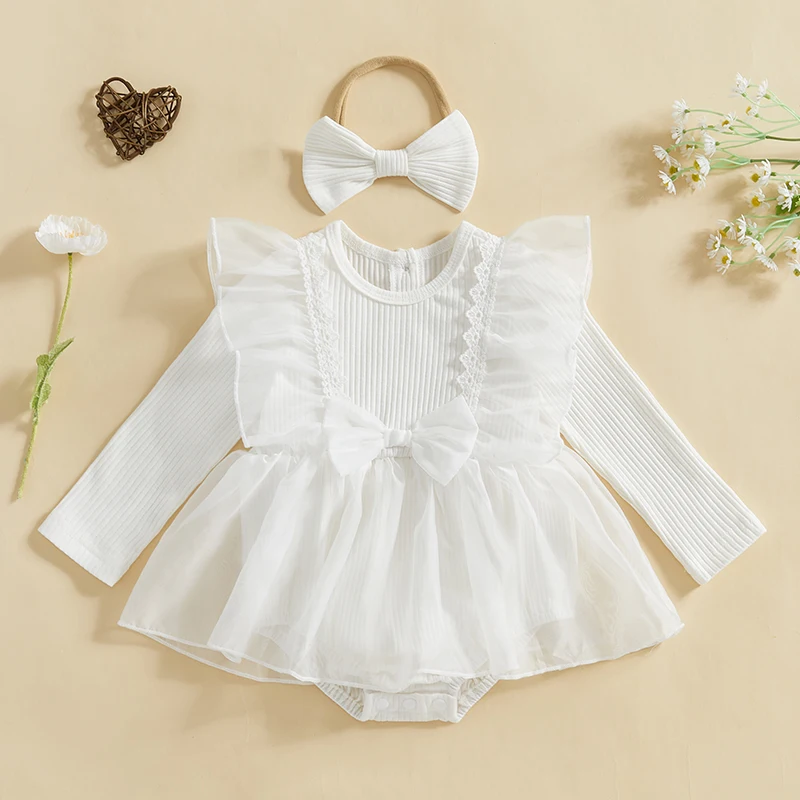Baby Girls Spring Romper Dress Long Sleeve O Neck Lace Trim Tulle Romper Jumpsuit with Headband Baby Spring Autumn Clothes
Baby Girls Spring Romper Dress Long Sleeve O Neck Lace Trim Tulle Romper Jumpsuit with Headband Baby Spring Autumn Clothes