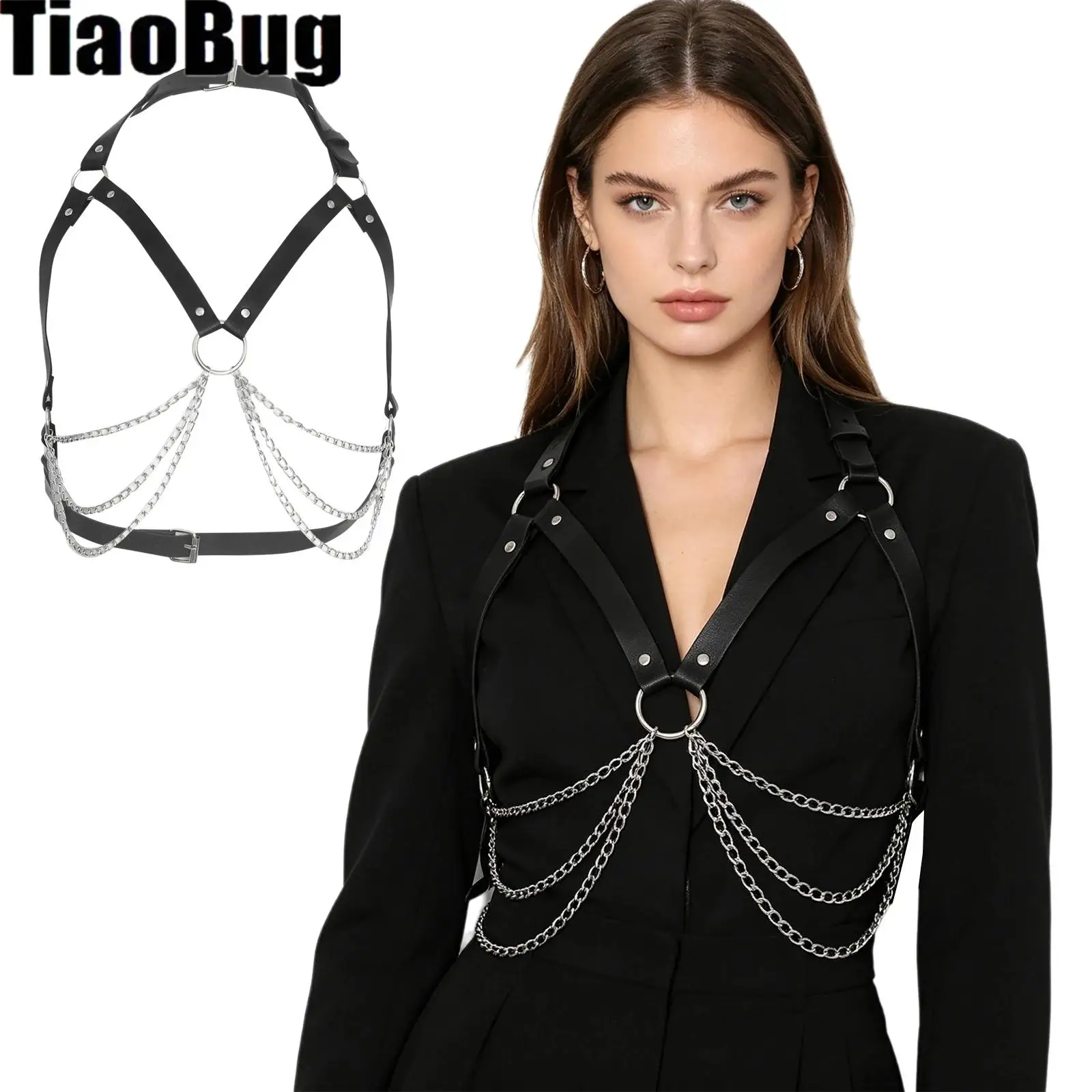 Women Adjustable Hollow Out Body Chest Harness Halter Rivet Gothic Choker Body Belt Crop Top for Halloween Steampunk Cosplay
Women Adjustable Hollow Out Body Chest Harness Halter Rivet Gothic Choker Body Belt Crop Top for Halloween Steampunk Cosplay