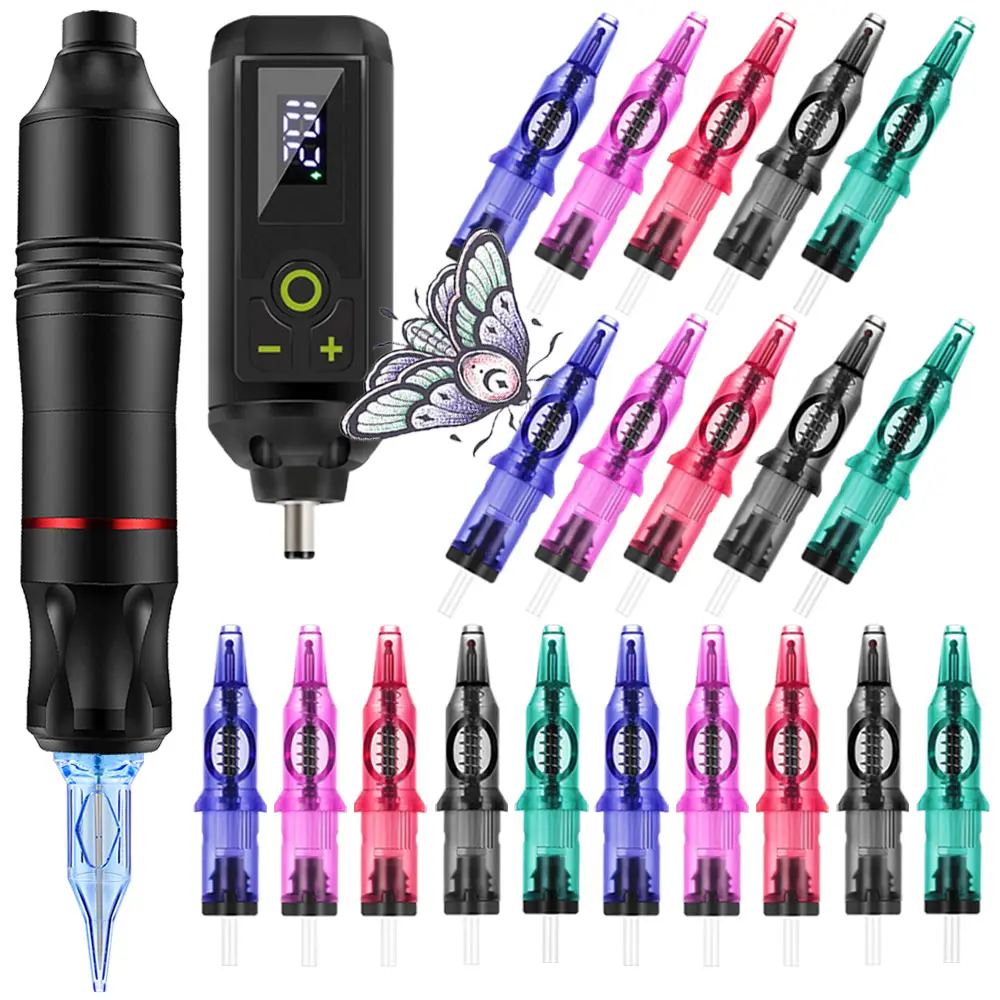 Professional Tattoo Beginners Practice Kit Wireless Tattoo Machine Kit with Ballpoint Tattoo Cartridge Needle Lining and Shading
Professional Tattoo Beginners Practice Kit Wireless Tattoo Machine Kit with Ballpoint Tattoo Cartridge Needle Lining and Shading