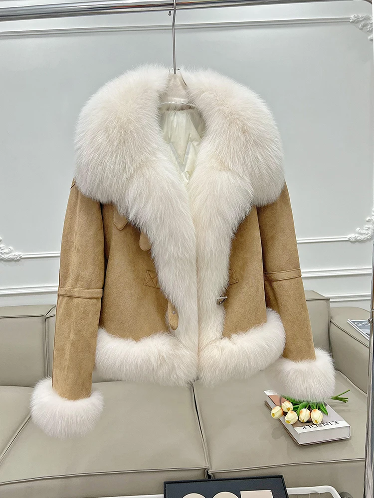 Autumn Fashion Suede Fox Fur Jacket Ladies Fur Collar Down Coat Women Natural Fox Fur Collar Thick Suede Outerwear Warm
Autumn Fashion Suede Fox Fur Jacket Ladies Fur Collar Down Coat Women Natural Fox Fur Collar Thick Suede Outerwear Warm