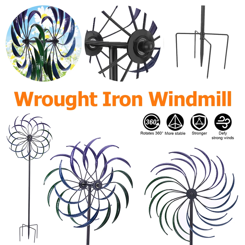 Ветряная мельница из кованого железа, двухслойная уличная ветроуловитель, спиннер, износостойкая ветряная мельница, орнамент для декора двора, аксессуары, инструмент
Ветряная мельница из кованого железа, двухслойная уличная ветроуловитель, спиннер, износостойкая ветряная мельница, орнамент для декора двора, аксессуары, инструмент
