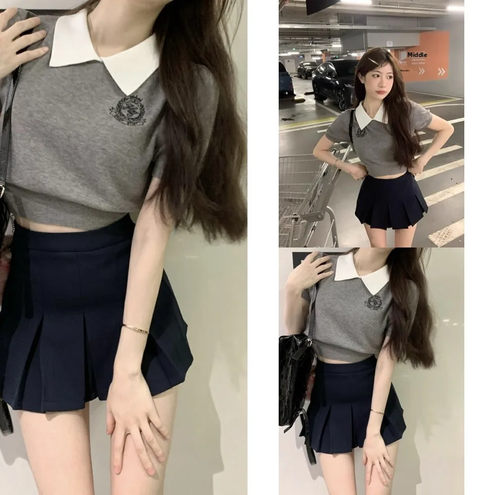 Collar Knitted Ice Silk Slim Fit Short Sleeve T-Shirt Women's Summer Fashionable Thin Top Korean Style Commute Wind
Collar Knitted Ice Silk Slim Fit Short Sleeve T-Shirt Women's Summer Fashionable Thin Top Korean Style Commute Wind