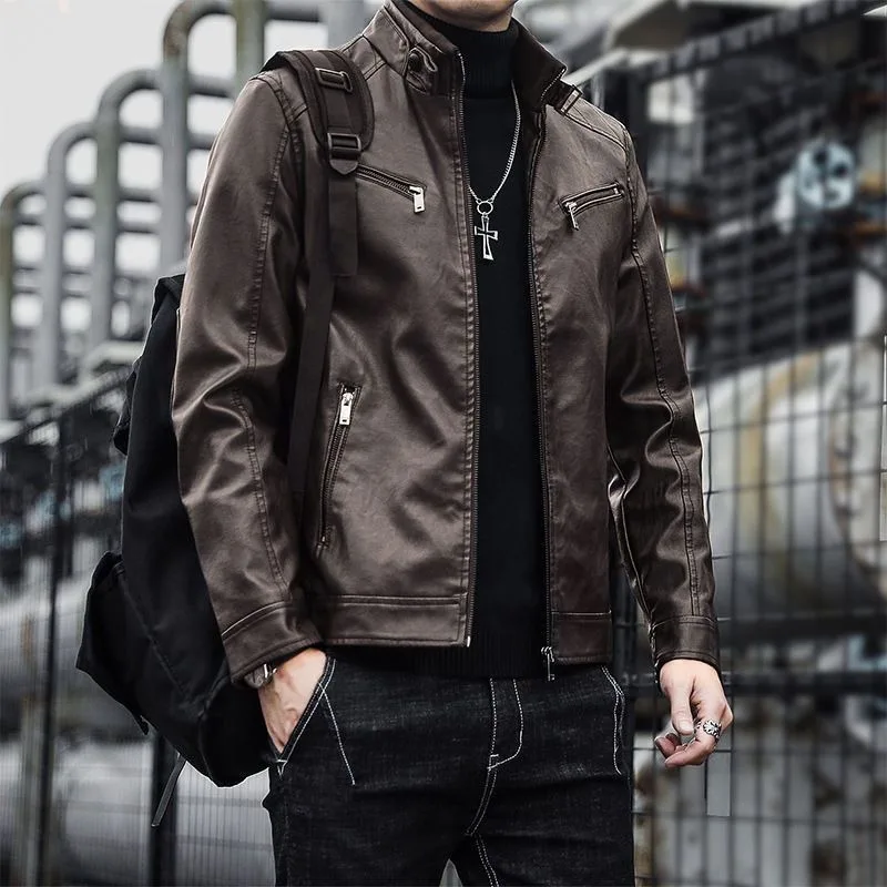 Foufurieux Fashionable Men's Autumn and Winter New Korean Version Slim Fit Motorcycle Jacket with Plush Leather Coat Trend
Foufurieux Fashionable Men's Autumn and Winter New Korean Version Slim Fit Motorcycle Jacket with Plush Leather Coat Trend