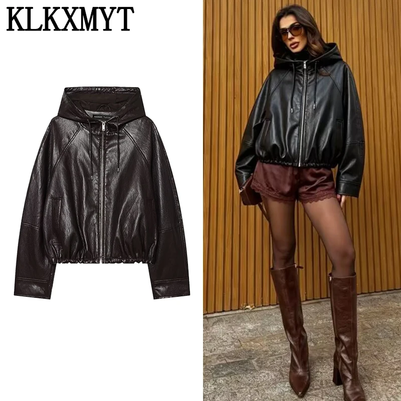 KLKXMYT Women's Faux Leather Jacket With Hooded 2026 Spring Autumn Women Long Sleeve Jackets Coats Casual Female New Outerwear
KLKXMYT Women's Faux Leather Jacket With Hooded 2026 Spring Autumn Women Long Sleeve Jackets Coats Casual Female New Outerwear 