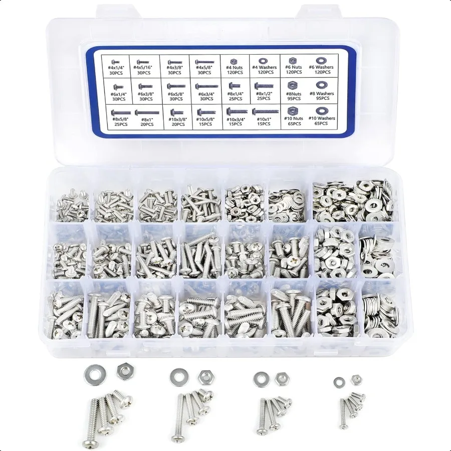 1200PCS hine Screw Assortment Kit Phillips Pan Head 4406328321024 Assorted Nuts Bolts and Flat Washers Set 304 Stainl Steel Har
1200PCS hine Screw Assortment Kit Phillips Pan Head 4406328321024 Assorted Nuts Bolts and Flat Washers Set 304 Stainl Steel Har