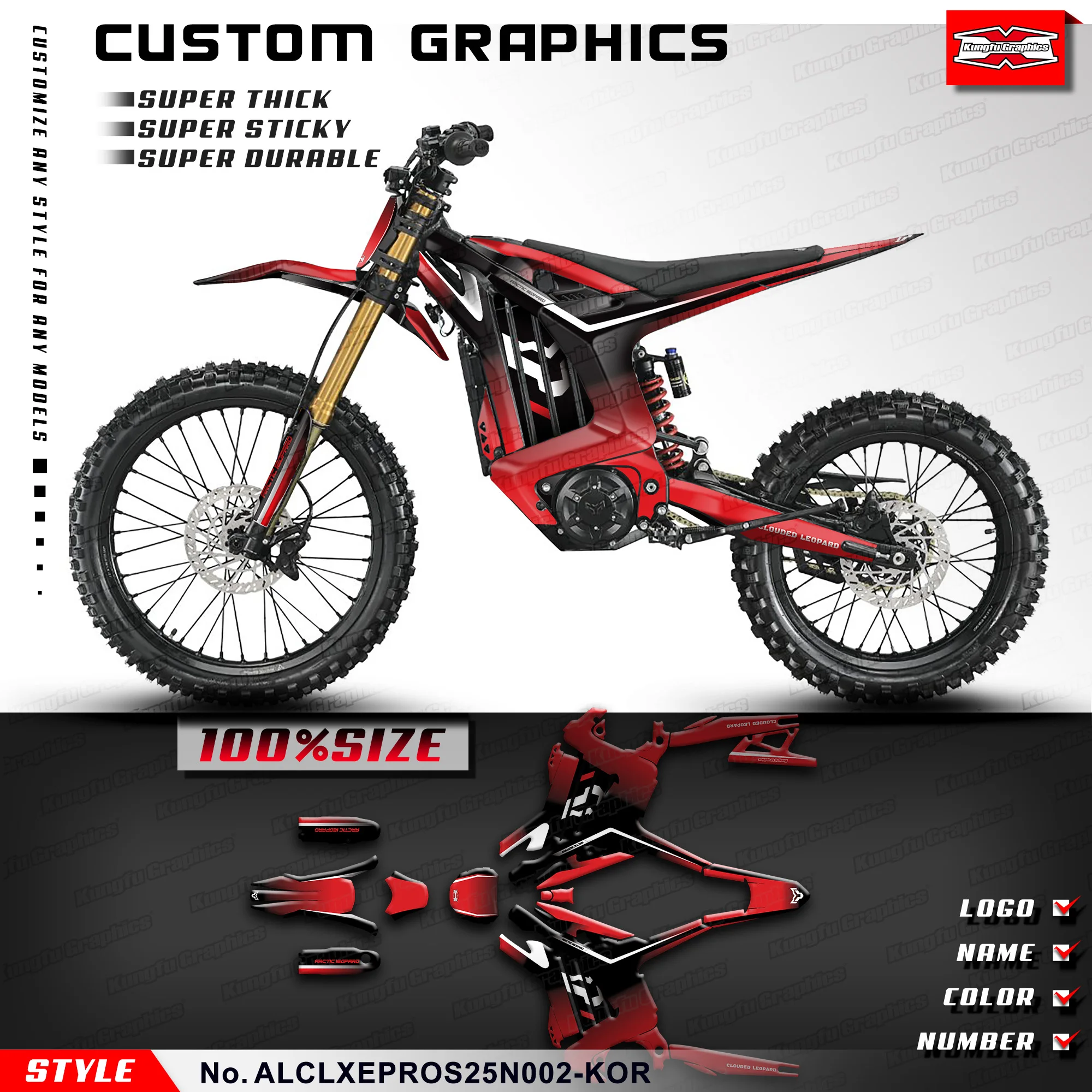 KUNGFU GRAPHICS Adhesive Decals for Arctic Leopard Clouded Leopard XE PRO R / S Enduro / XE L1E Stickers, ALCLXEPROS25N002-KOR
KUNGFU GRAPHICS Adhesive Decals for Arctic Leopard Clouded Leopard XE PRO R / S Enduro / XE L1E Stickers, ALCLXEPROS25N002-KOR