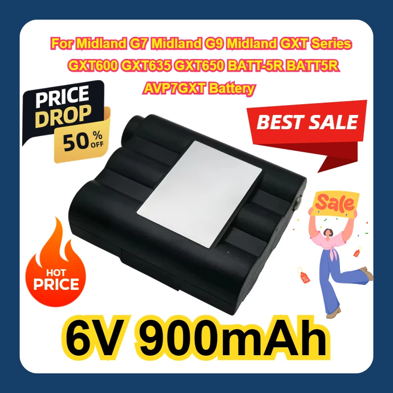 2-8PCS 6V 900mAh Battery For Midland G7 Midland G9 Midland GXT Series GXT600 GXT635 GXT650 BATT-5R BATT5R AVP7GXT Battery
2-8PCS 6V 900mAh Battery For Midland G7 Midland G9 Midland GXT Series GXT600 GXT635 GXT650 BATT-5R BATT5R AVP7GXT Battery