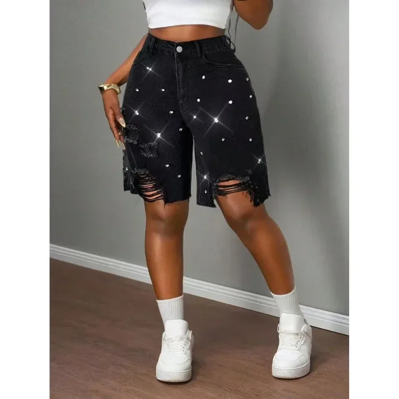 GUWU Women Solid Casual Denim Jeans, Loose Cut Distressed Ripped Design with Pearl Bead & Rhinestone Embellished Long Trousers
GUWU Women Solid Casual Denim Jeans, Loose Cut Distressed Ripped Design with Pearl Bead & Rhinestone Embellished Long Trousers