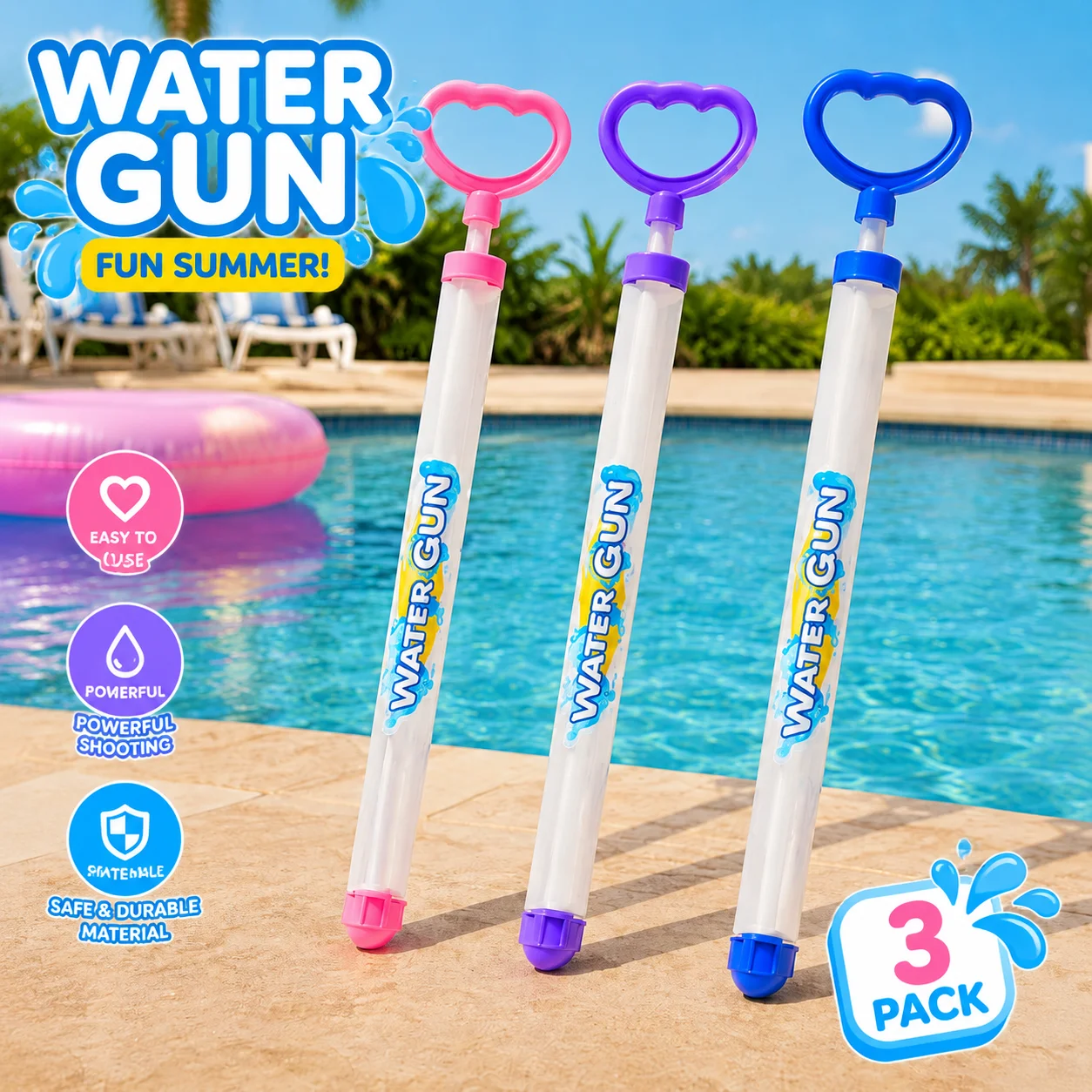 Summer Kids Water Gun, Extendable High-Power Multi-Stream Blaster, High Pressure Pool Beach Toy
Summer Kids Water Gun, Extendable High-Power Multi-Stream Blaster, High Pressure Pool Beach Toy