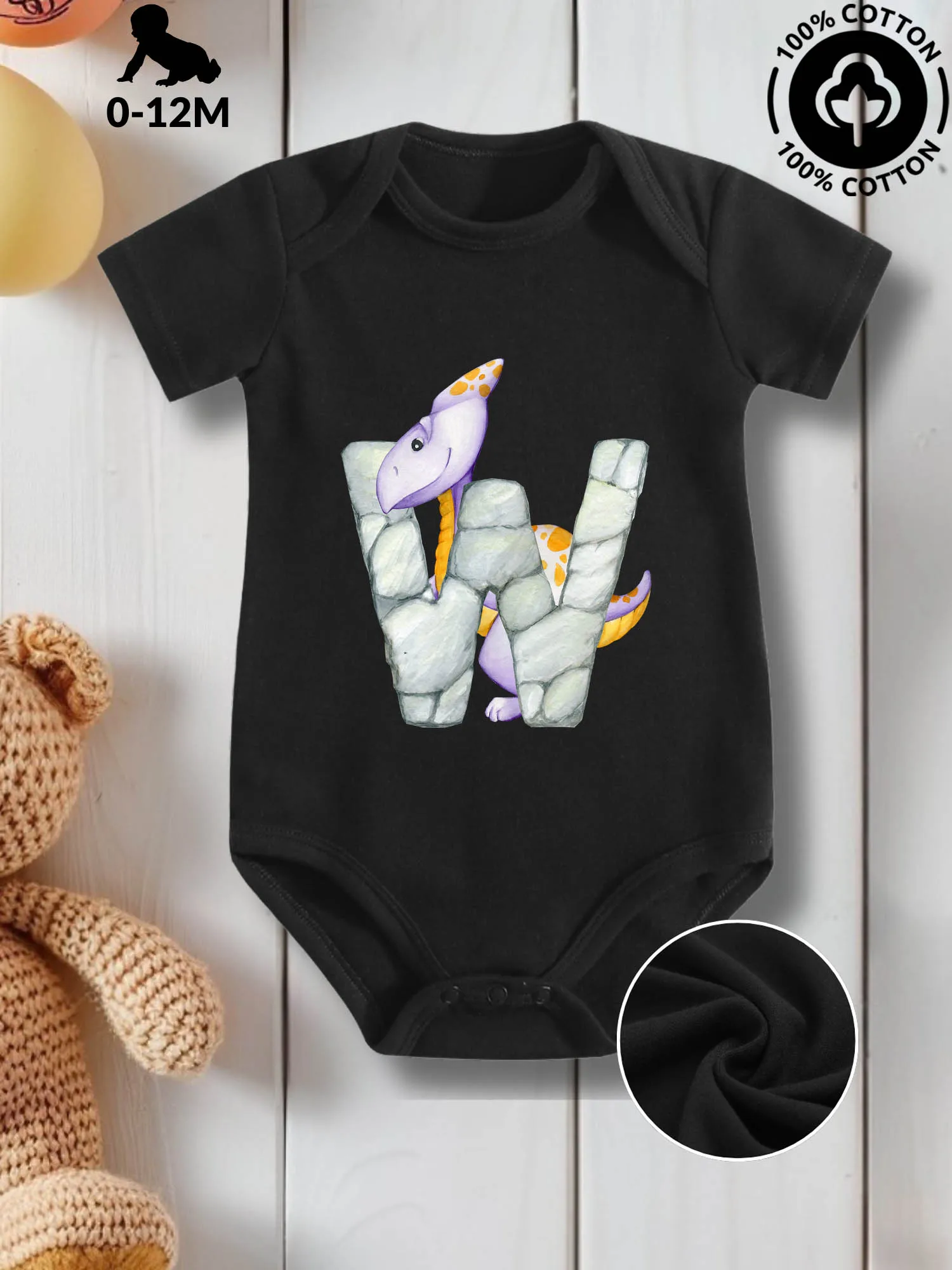 Watercolor Dino W Unisex Baby Crawling Suit, Pure Cotton Skin Care Onesie, All-Season Wear Black Bodysuit 190GSM
Watercolor Dino W Unisex Baby Crawling Suit, Pure Cotton Skin Care Onesie, All-Season Wear Black Bodysuit 190GSM
