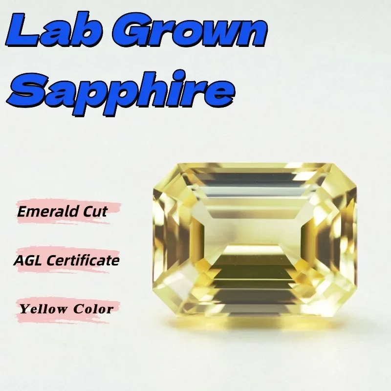 High-quality Lab Grown Sapphire Emerald Cut Yellow Color Charms Jewelry Rings Making Main Materials Selectable AGL Certificate
High-quality Lab Grown Sapphire Emerald Cut Yellow Color Charms Jewelry Rings Making Main Materials Selectable AGL Certificate