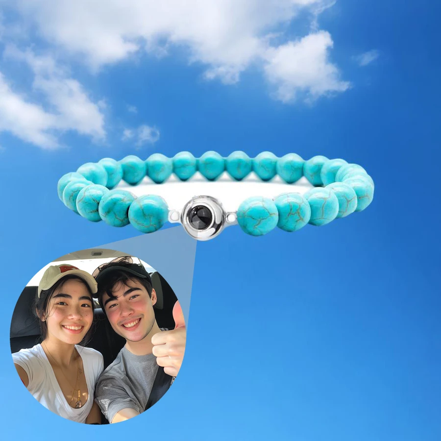Custom Projection Personalized Photo Blue Turquoise Bead Bracelet Girlsfriend Women Memorial Anniversary Valentine Gift
Custom Projection Personalized Photo Blue Turquoise Bead Bracelet Girlsfriend Women Memorial Anniversary Valentine Gift