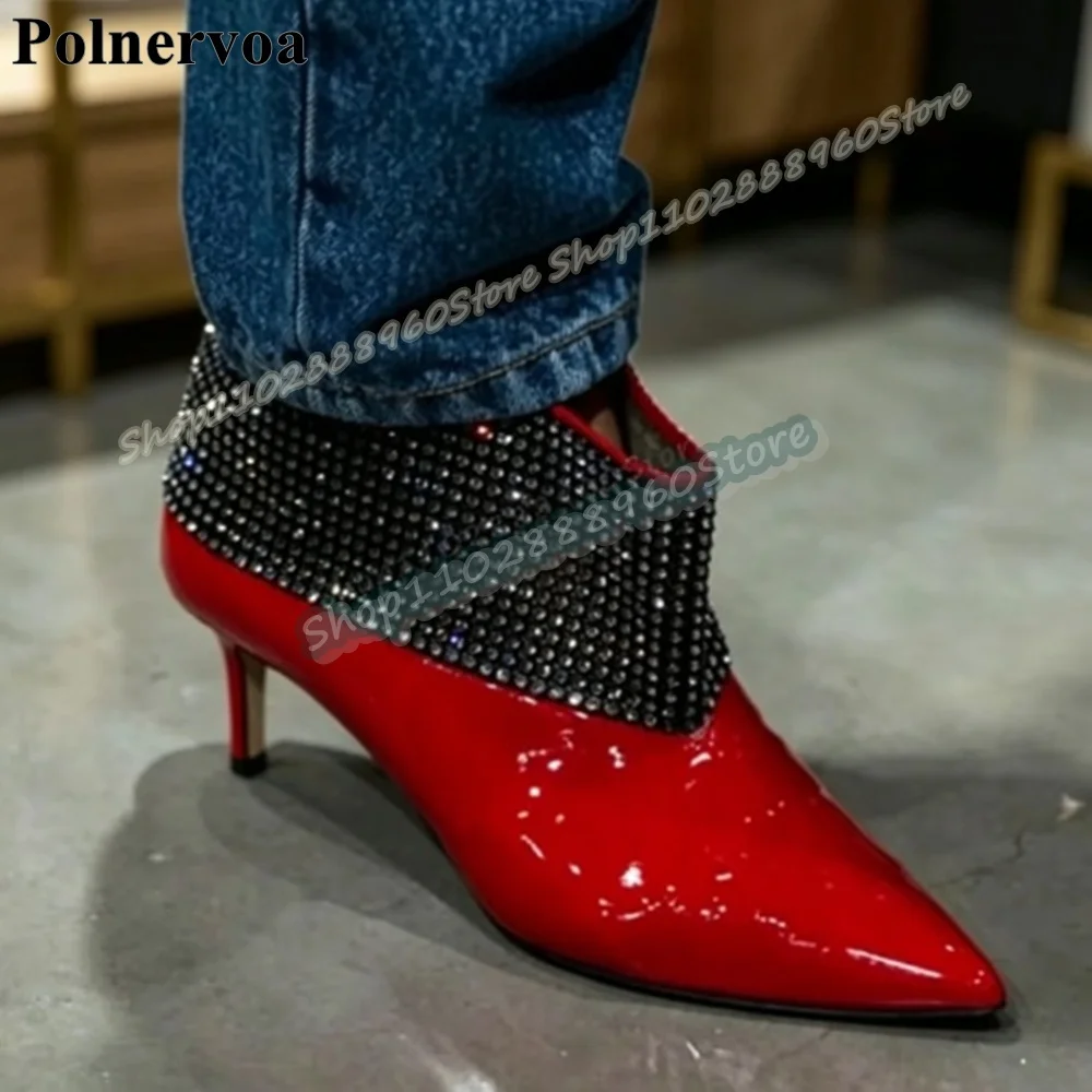 Plus Size Red Crystal Patent Leather Slippers Mid Heel Shoes For Women Slip On Pointed Toe 2026 Fashionable Zapatos Para Mujere
Plus Size Red Crystal Patent Leather Slippers Mid Heel Shoes For Women Slip On Pointed Toe 2026 Fashionable Zapatos Para Mujere