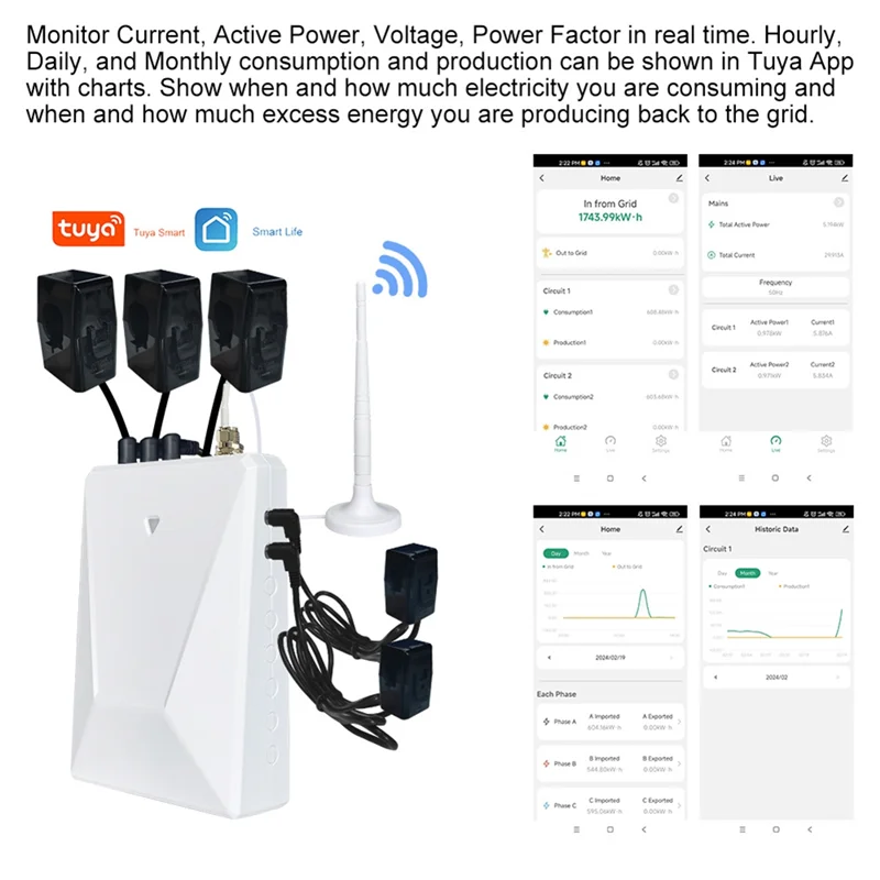 A42Z-Tuya Smart Life WIFI Three-Phase Four-Wire Power Meter With 200A Main CT And 50A Sub CT Real-Time Power Monitor/Solar
A42Z-Tuya Smart Life WIFI Three-Phase Four-Wire Power Meter With 200A Main CT And 50A Sub CT Real-Time Power Monitor/Solar