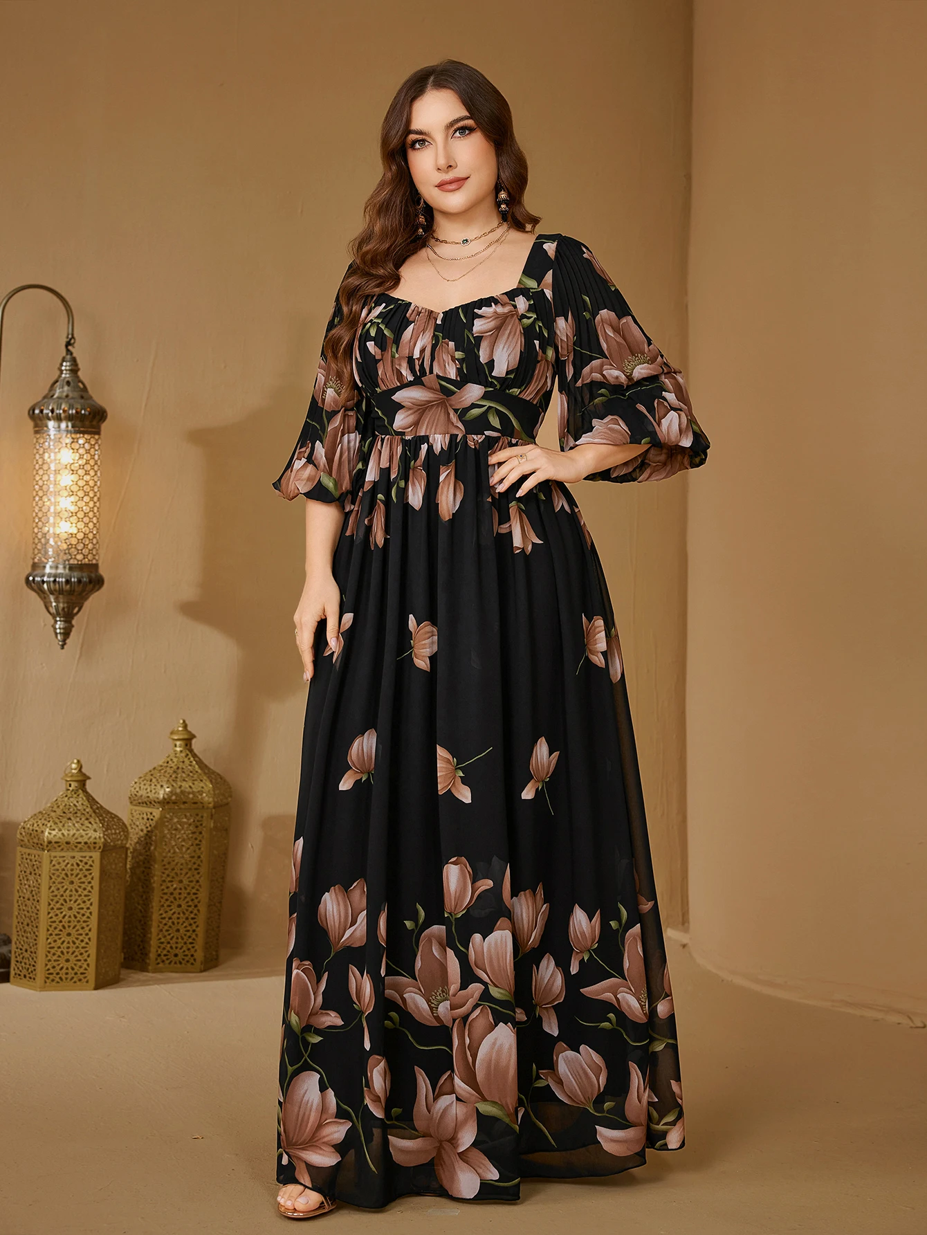 UNITHORSE плюс платье миди с круглым вырезом и цветочным принтом, рукавами-фонариками, элегантное шифоновое платье с цветочным узором произвольного кроя
UNITHORSE плюс платье миди с круглым вырезом и цветочным принтом, рукавами-фонариками, элегантное шифоновое платье с цветочным узором произвольного кроя