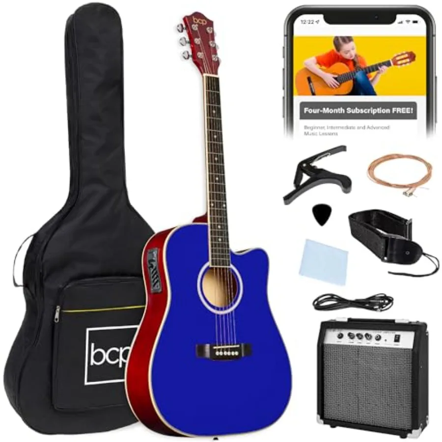 Beginner Acoustic Electric Guitar Starter Set for practice and performance, all-wood cutaway body, natural finish, includes gig
Beginner Acoustic Electric Guitar Starter Set for practice and performance, all-wood cutaway body, natural finish, includes gig