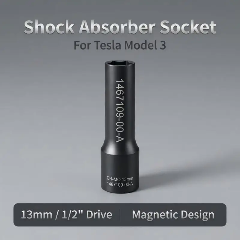 13mm Shock Absorber Mount Socket for Tesla MODEL 3, OE 1467109-00-A, CR-MO 1/2" Drive Tool for Removing Upper Control Arm 3 M3 N
13mm Shock Absorber Mount Socket for Tesla MODEL 3, OE 1467109-00-A, CR-MO 1/2" Drive Tool for Removing Upper Control Arm 3 M3 N