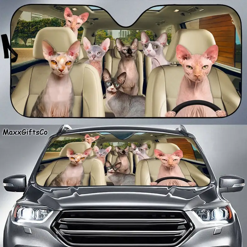 Sphynx Cat Car Sun Shade, Sphynx Cat Windshield, Cats Family Sunshade, Cats Car Accessories, Car Decoration, Sphynx Cat Lovers G
Sphynx Cat Car Sun Shade, Sphynx Cat Windshield, Cats Family Sunshade, Cats Car Accessories, Car Decoration, Sphynx Cat Lovers G
