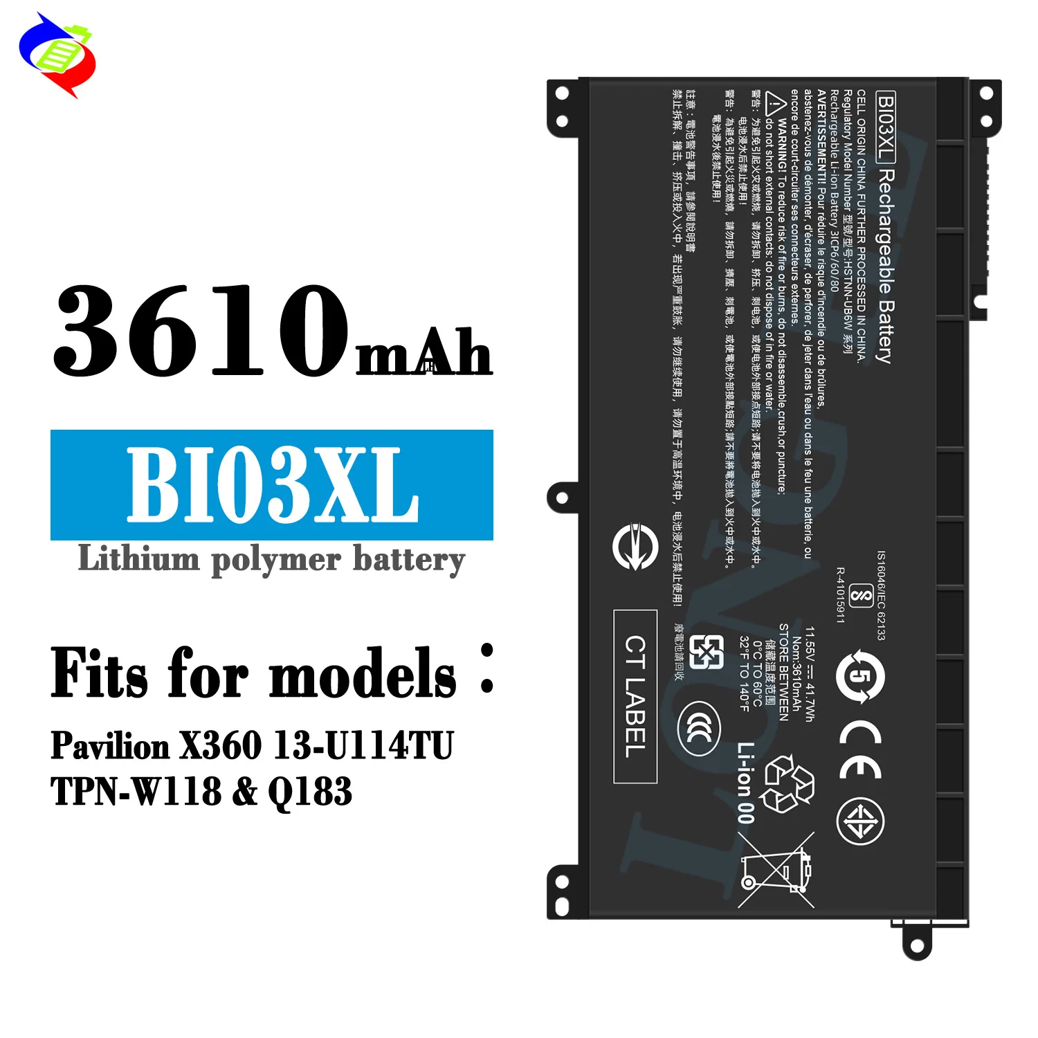 BI03XL ON03XL Laptop Battery For HP X360 13-U M3-U HP 14-AX010 14-AX020NR 844203-850 844203-855 +Tools
BI03XL ON03XL Laptop Battery For HP X360 13-U M3-U HP 14-AX010 14-AX020NR 844203-850 844203-855 +Tools