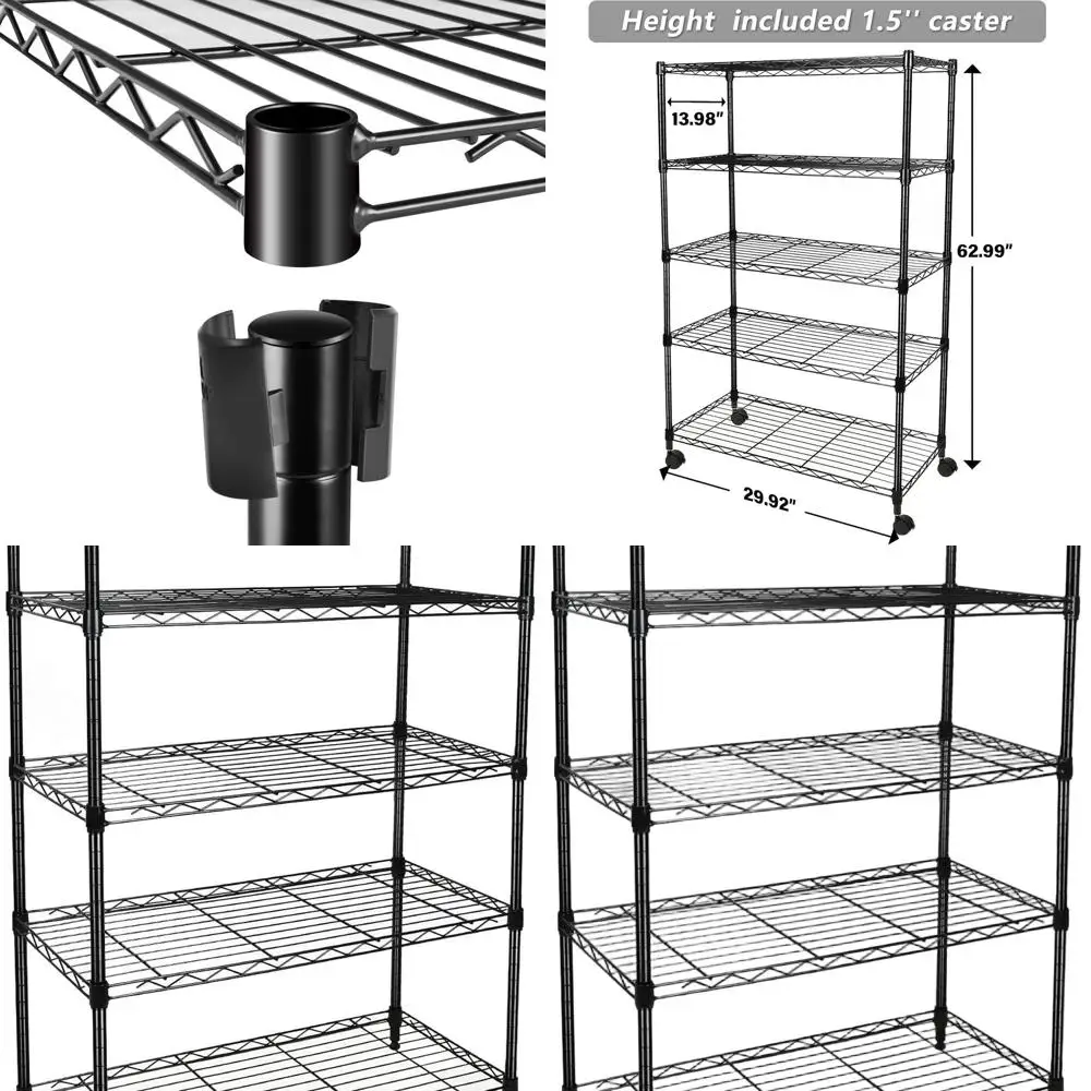 Durable 5-Tier Shelving Rack, 1250 lbs Capacity, 29.92x13.98x61.09, Black
Durable 5-Tier Shelving Rack, 1250 lbs Capacity, 29.92x13.98x61.09, Black