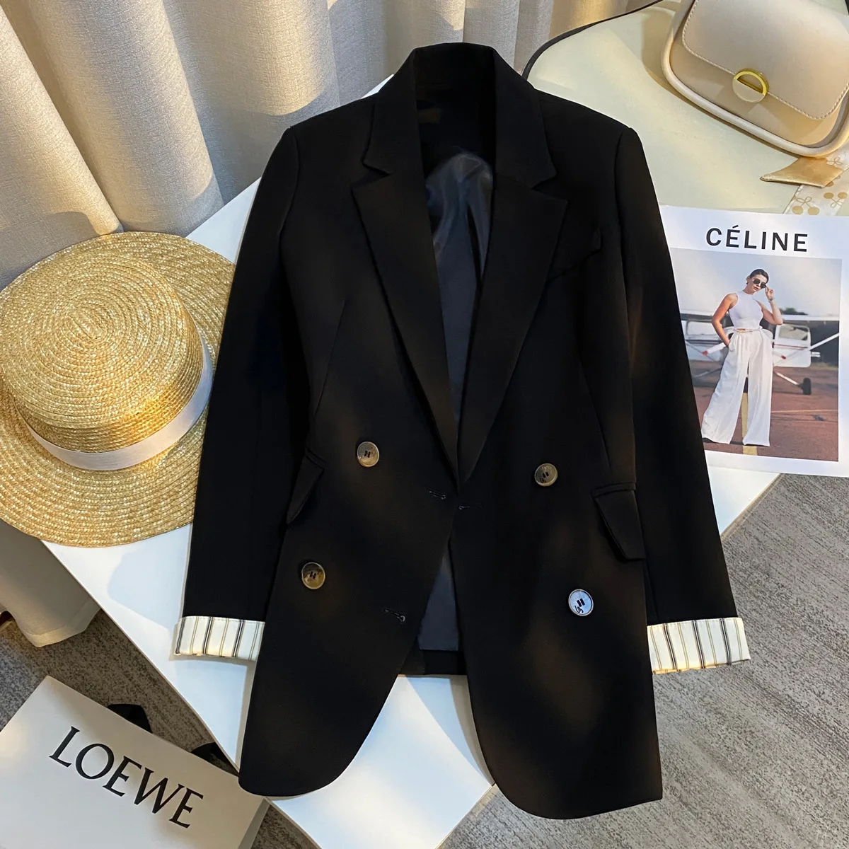 SuperAen Black Spliced Blazer Women's 2025 Spring New Product Fashion Commuting Casual Blazer
SuperAen Black Spliced Blazer Women's 2025 Spring New Product Fashion Commuting Casual Blazer