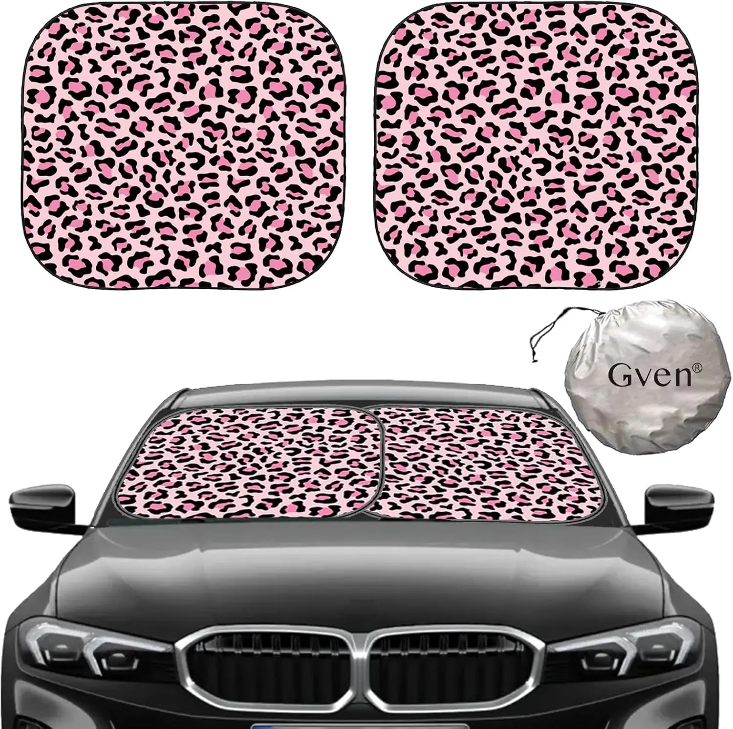2-Piece Pink Leopard Car Sun Shade with Bonus Mat - Blocks 99% UV, Fits Most Cars, Easy Fold
2-Piece Pink Leopard Car Sun Shade with Bonus Mat - Blocks 99% UV, Fits Most Cars, Easy Fold