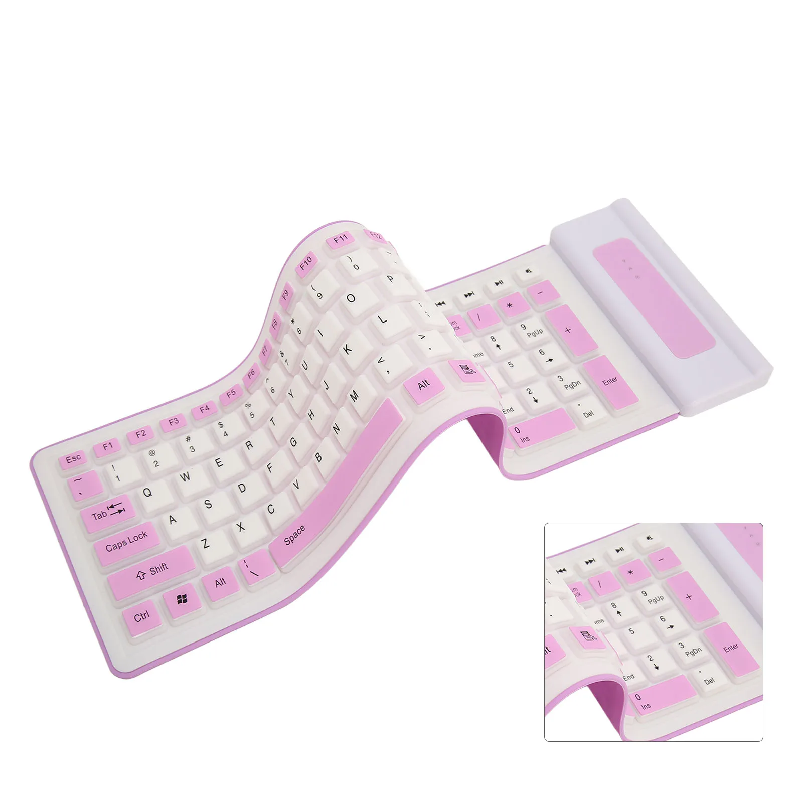 Silicone Keyboard Waterproof Dustproof Fully Sealed Design Silent 103 Keys Two Colors Foldable Silicone Keyboard for Laptop
Silicone Keyboard Waterproof Dustproof Fully Sealed Design Silent 103 Keys Two Colors Foldable Silicone Keyboard for Laptop