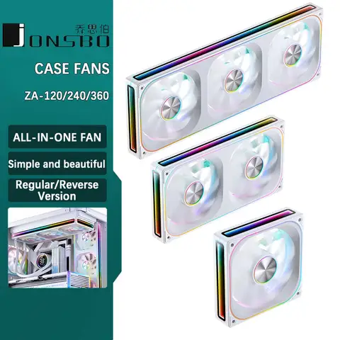 JONSBO ZA-120/240/360 ARGB 12/24/36CM chassis fan Motherboard lighting synchronization/Aluminum Nameplate/PWM Case fans