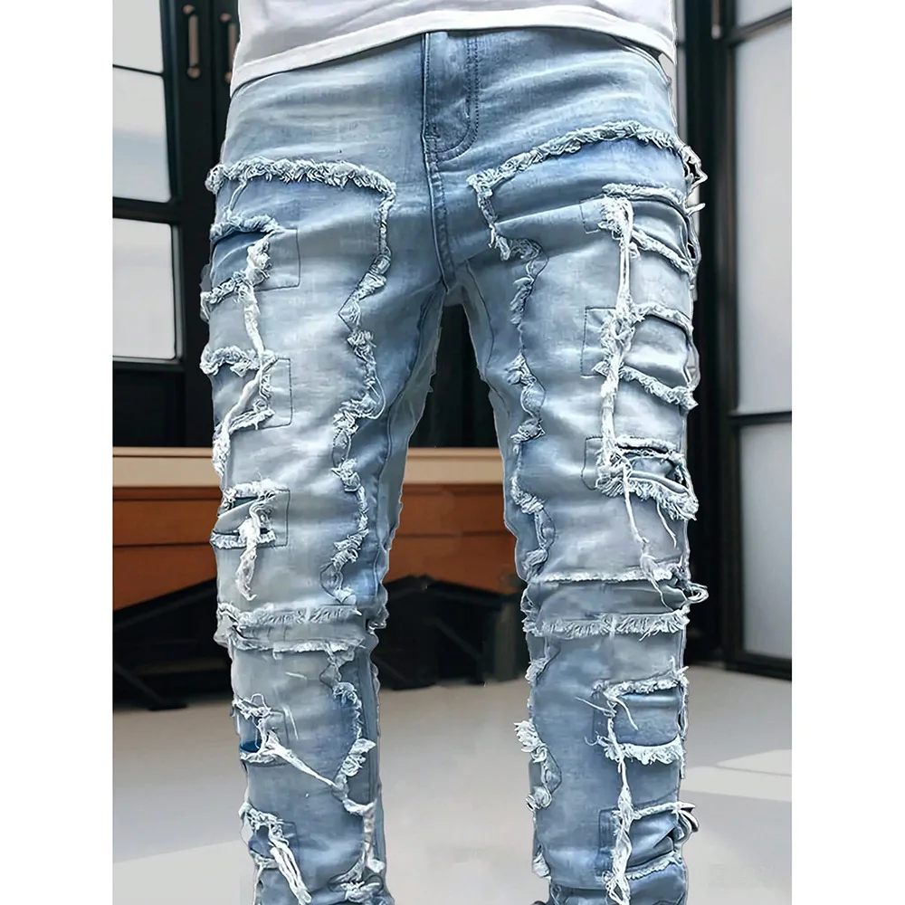 Мужские джинсы в стиле ретро в американском стиле High Street в стиле пэчворк, свободные прямые длинные модные хлопковые повседневные джинсы со средней талией и пуговицами
Мужские джинсы в стиле ретро в американском стиле High Street в стиле пэчворк, свободные прямые длинные модные хлопковые повседневные джинсы со средней талией и пуговицами