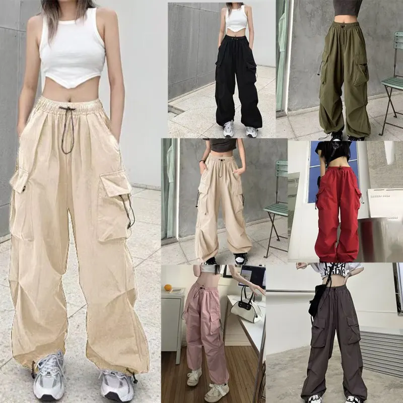 Loose Straight Wide Leg Large Pockets Casual Retro Drawstring Pants High Street Work Pants Women
Loose Straight Wide Leg Large Pockets Casual Retro Drawstring Pants High Street Work Pants Women