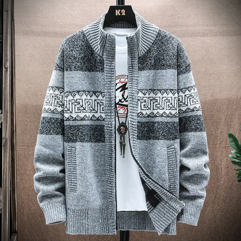 Men's Autumn Winter Thiened Fce Lined Stand Collar Knitted Cardigan Casual Versatile Long Sve Sweater Jaet for Men
Men's Autumn Winter Thiened Fce Lined Stand Collar Knitted Cardigan Casual Versatile Long Sve Sweater Jaet for Men